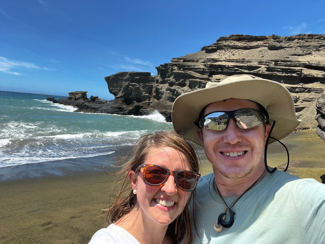 John & Victoria at Green Sand Beach