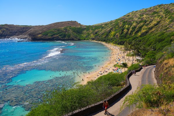 Hanauma Bay Nature Preserve, one of the most popular beaches to visit in Hawaii