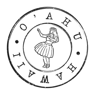 Hula Girl Oahu Hawaii Stamp