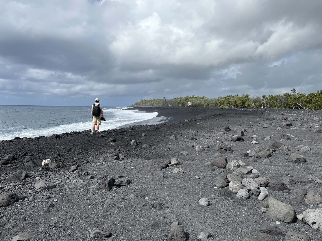 John enjoying the waves coming in.