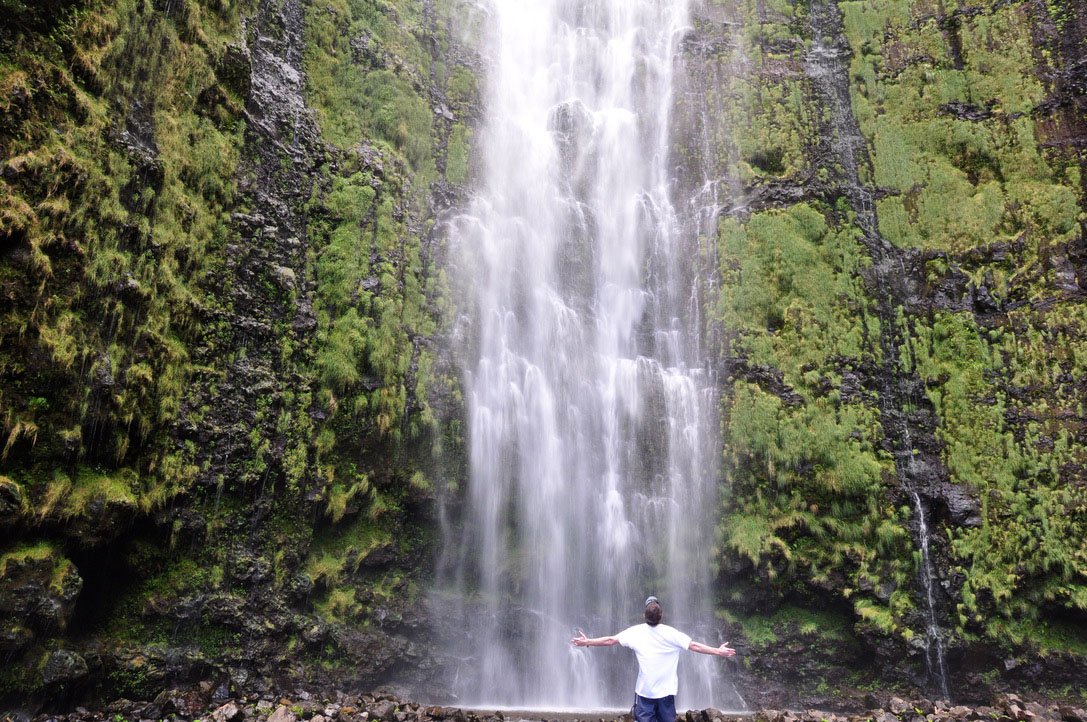 Taking in the view along the Pipiwai Trail at Waimoku Falls