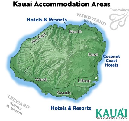 Kauai Accommodations by Region