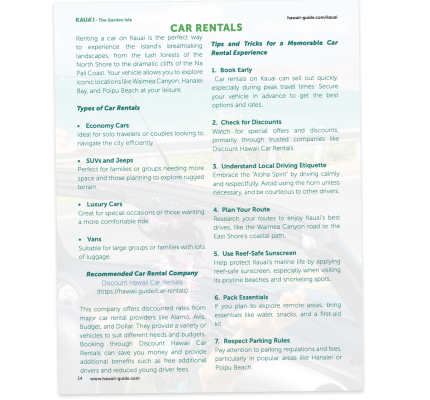 Kauai Rental Car Tips & Recommendations Image