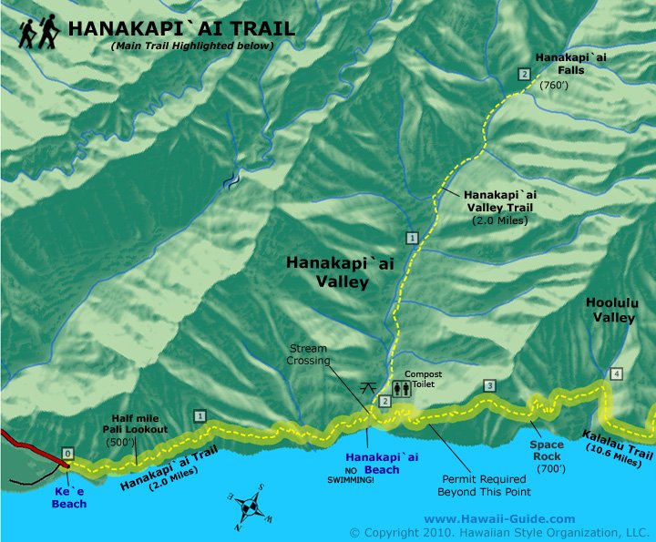 Hanakapiai Falls Trail Map