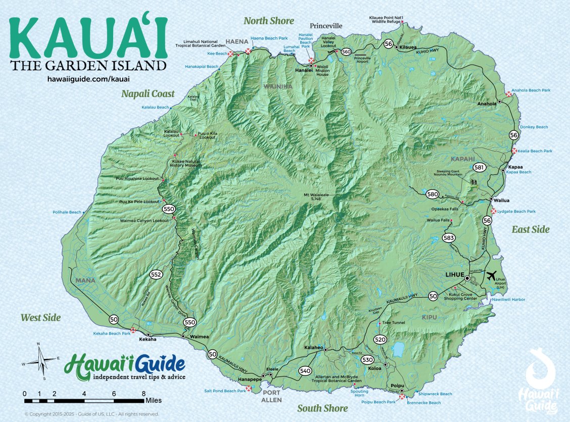 HawaiiGuide - 2025 Kauai Map