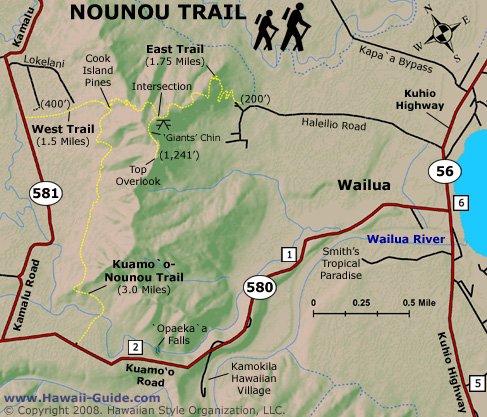 Sleeping Giant Nounou East Trail Map