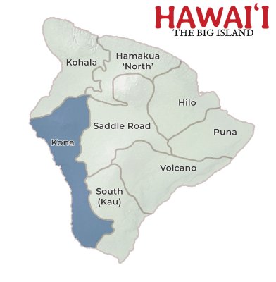 Big Island of Hawaii Kona Region Map
