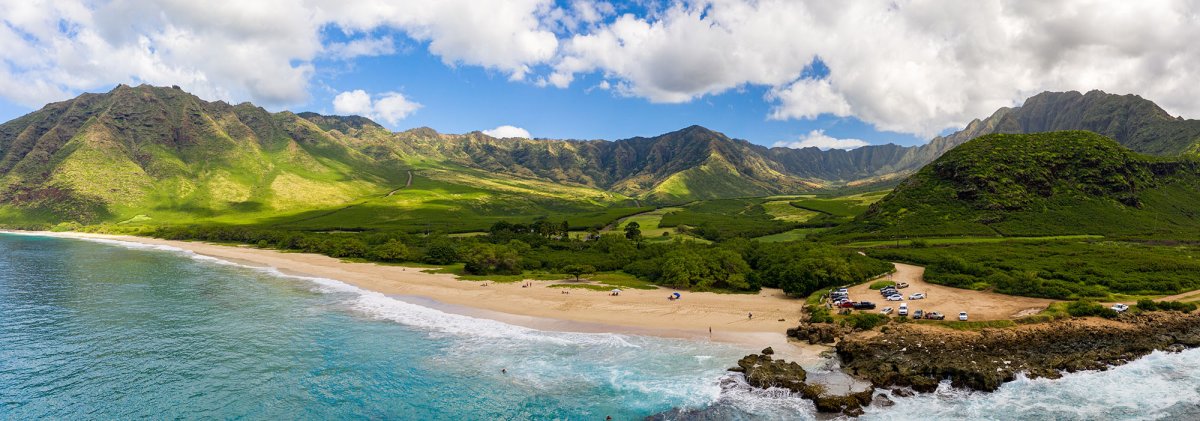 Aerial view of Oahu coastline Tile Image