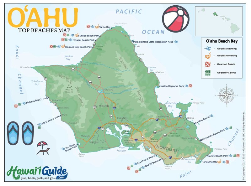Oahu Beaches Map