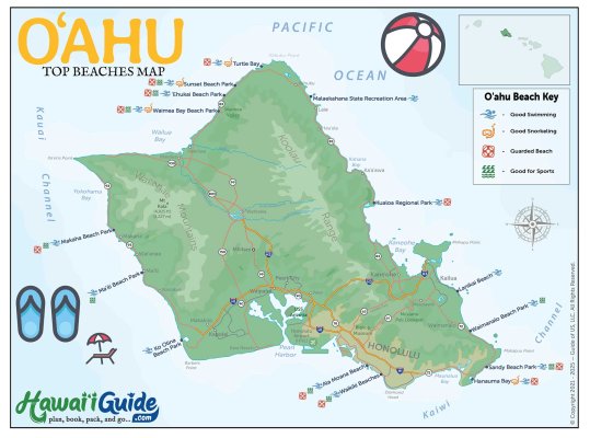 Top Oahu Beaches Map Image