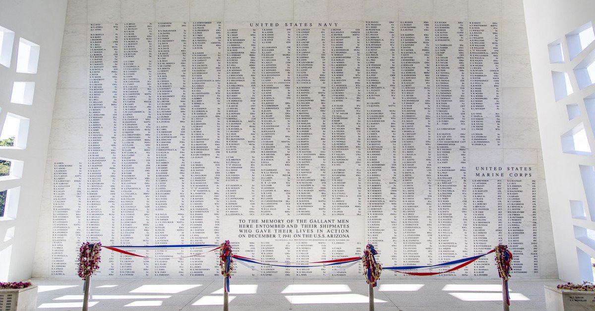 The USS Arizona is the final resting place of 1,177 brave men. 