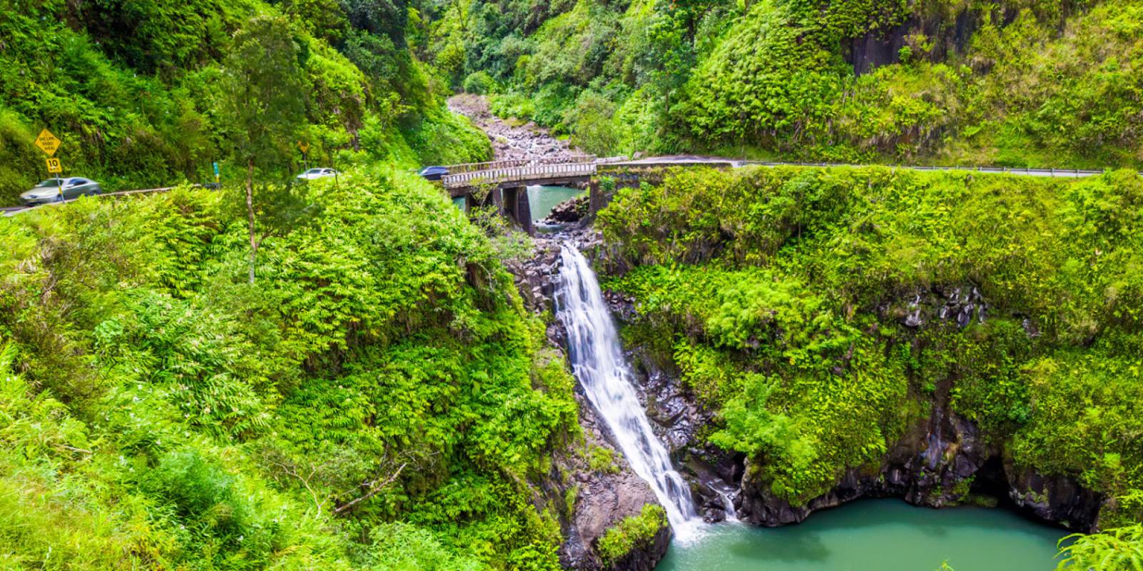 Winding Road to Hana highway along Maui's lush northeastern coastline