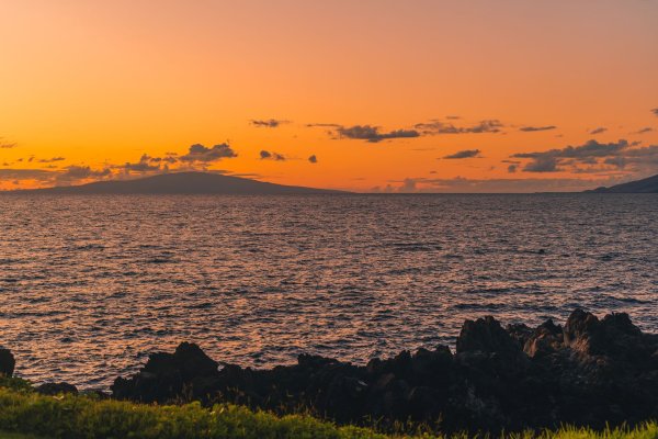 Water and beach during sunset at Wailea Beach in Maui