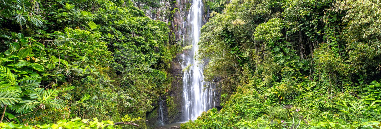 Wailua Falls beyond Hana Town