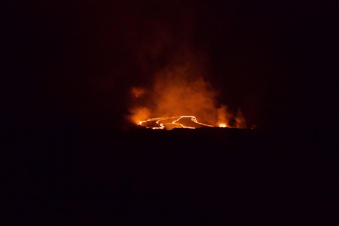 Kīlauea night eruption glow, Hawaiʻi Volcanoes National Park